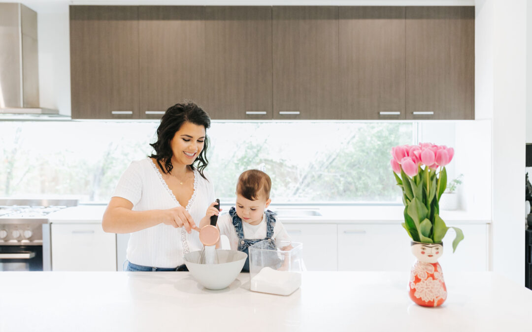 Made to Mother Co. founder Andrea Bombino spends time with her daughter in the kitchen